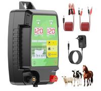 12KM Clôture Électrique pour Bétail Animaux, 12kV 3.0J Tension de Sortie Électrificateur Clôture Électrique avec Affichage LED, Protection pour Chevaux Moutons Chien Jardin Pâturages (Noir-Vert)