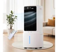 12L Rafraîchisseur d'Air, Climatiseur Mobile avec Télécommande, 3 Vitesses, Minuterie 1-12h, Réservoir amovible, Silencieux Climatiseur Portable pour Camping Chambre Cuisine