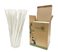 12mm de Large Boba et Smoothie Pailles - Lot de 200 Extra Wide Bambou Pailles en Fibre Jetables pour Bubble Tea, Milkshake, Mason Jar, Biodégradable & écologiques