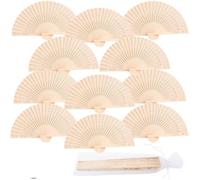 12pc Eventail Mariage en Bois Pliant-Ventilateur Portable de Poche pour Fête, Invités, Cérémonie,Décoration - Idée Cadeau Pratique