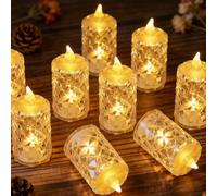 12pcs/6pcs/3pcs Lumières de bougies électroniques LED avec batterie, bougies chauffe-plat à projection de halo réfractif motif mini rose, lumières de bougies LED sans flamme alimentées par batterie, c