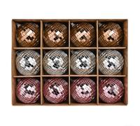 12Pcs 8CM Mirror Disco Balls Glass Foam Reflective(Brown Rose Silvery) | Glass and foam material, high reflectivity, creates pour dazzling light effects, 8cm diameter, set of 12