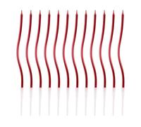12Pcs Bougies Spirales Gâteau, Bougies Longues Fines Torsadées Gâteau Anniversaire Décoration Cupcake avec Support pour Fête Anniversaire Mariage Fête (Rouge)