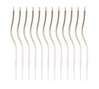 12Pcs Bougies Spirales Gâteau, Bougies Longues Fines Torsadées Gâteau Anniversaire Décoration Cupcake avec Support pour Fête Anniversaire Mariage Fête (Dégradé Champagne)