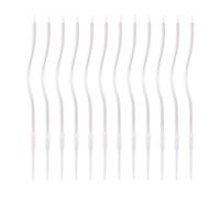 12Pcs Bougies Spirales Gâteau, Bougies Longues Fines Torsadées Gâteau Anniversaire Décoration Cupcake avec Support pour Fête Anniversaire Mariage Fête (Blanc Perle)