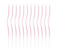12Pcs Bougies Spirales Gâteau, Bougies Longues Fines Torsadées Gâteau Anniversaire Décoration Cupcake avec Support pour Fête Anniversaire Mariage Fête (Rose Perle)