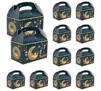 12pcs Coffret Cadeau Ramadan, Pliable Coffret Ramadan Moubarak Papier Boîte à Cadeaux de Fête Coffrets Cadeaux Eid Al Fitr pour Bonbons Goodies Cadeaux Fournitures de Fête Musulmane