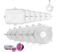 12pcs Couvercles silicone extensible couvercle de bol réutilisable rond et carré BLANC conservation aliments blanc G