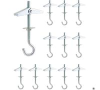 12pcs crochets de plafond - Acier au carbone M5 x 90 mm - Avec ailettes - pour plafonds en plâtre, cuisine, bureau