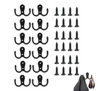 12PCS Crochets Muraux Doubles Noirs, Rétro en Métal Robuste, Patères Vintage avec Design Classique, Vis Incluses, pour Salle de Bain, Cuisine, Entrée, Vestiaire, Garage, pour Manteaux.