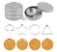 12pcs Emporte-Pièces en Acier Inoxydable, Outils de Fabrication de Bonbons Dalgona Coréens avec Parapluie Triangle Étoile Moules à Biscuits Ronds pour Noël Cadeaux Fête Dans