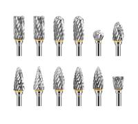12PCS Fraises Rotatives en Carbure de Tungstène à Double Coupe, Tige 1/8" pour Dremel, Gravure, Polissage, Sculpture sur Bois