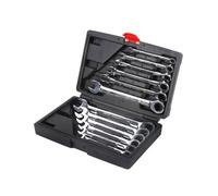 12PCS Malette Jeu Combiné Clé Mixtes a Cliquet 8-19mm Métrique Dent Clé Plate - Molette Réversible Mixtes Outil