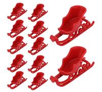 12pcs Mini Traîneau de Noël, Décoration de Traîneau du Père Noël Petites Décorations en Plastique Traîneaux Miniatures pour Loisirs Créatifs Décoration Table pour la Maison (Rouge)