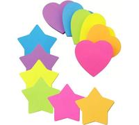 12pcs Notes Autocollantes Colorées En Forme De Coeur-Pour Le Bureau,L'école,La Maison-Bloc-Notes,En Forme De Coeur,Pentacle¿Autocollant Coeur¿Marque Page Adhesif
