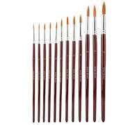 12Pcs Pinceaux Peinture Aquarelle, Pinceaux pour Aquarelle Huile Acrylique Pointe Ronde Ensemble de Pinceaux pour Détail et Modelisme