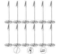 12pcs Porte-Photos Pince Sur Pied, Porte-Cartes De Table, Porte-MéMo Clips Porte-Notes Verticaux Porte-NuméRos Photo Clip De Notes Pour Mariage, FêTe, RéUnion, Bureau Clips Photo De Bureau (Argent)