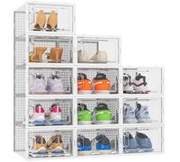 12pcs rangement chaussure,boîtes de rangement pour chaussures en plastique transparent empilables,conteneurs pour organisateur