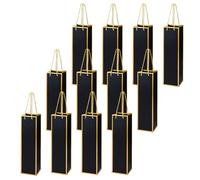 12Pcs Sacs Cadeaux Bouteilles Pochette Cadeau Bouteille avec Poignée Sacs Cadeaux en Papier Kraft Sacs à Bouteilles Emballage Cadeau Bouteille Champagne pour Anniversaire Fête Mariage Noir