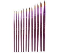 12pcs / set Stylo Gouache Nylon Cheveux Aquarelle Peinture Pinceau Fournitures Artistiques (Violet, Pointe) G