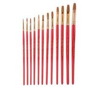 12pcs / set stylo gouache nylon cheveux aquarelle peinture pinceau fournitures d'art (rouge, plat) Rouge G