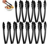 12Pièces Pinces Service Plastique, Pinces Alimentaire Cuisine Noir, Pince Pain Alimentaires Ustensiles Salle Manger Réutilisables pour Grill, Fête, Buffet, Apéritif, Barbecue, Evénement, Salade