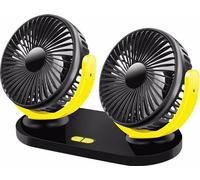 12V/24V USB Ventilateur de refroidissement automatique à faible bruit climatisation d'été Rotation de 360 degrés réglable noir jaune