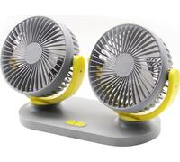 12V/24V USB Ventilateur de refroidissement automatique à faible bruit climatisation d'été Rotation de 360 degrés réglable gris jaune