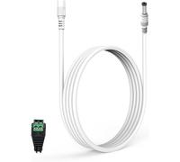 12V 3 Mètre Câble D'Extension LED,Compatible avec TAPO C110,Reolink,TP-Link,Caméras Smallrig,Caméras IP,Lumières LED Govee,Et DVR,5.5 x 2.1 mm,Femelle À Mâle Connecteur-Blanc