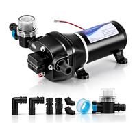 12V DC Pompe à eau Automatique, 3,1Bar, 17L/Min, Auto-amorçage, Interrupteur à Pression Robuste, Tamis d'Aspiration, Pompe Membrane pour Caravane, Camping Car, Bateau, Lavage, Irrigation, Circulation