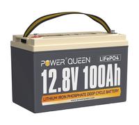 12V100Ah Batterie Lithium LiFePO4 - 1280Wh - BMS100A - 4000~15000 Cycles pour des camping-cars, le système solaire Power Queen