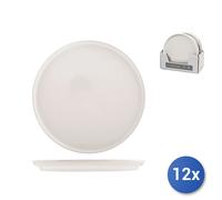 12X Assiettes Plates En Grès Stockholm, Blanc, 28Cm
