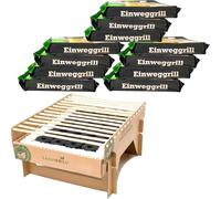 12x CasusGrill gril jetable, biodégradable, mini-gril : gril portable et jetable, en matériaux naturels, facile à monter - pas besoin de liquide à briquet