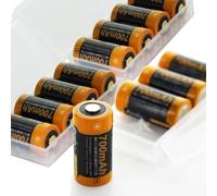 12x CR123 A Batterie Li-ion avec 3.7V, capacité de 760mAh avec boîtier de batterie idéal pour les caméras de surveillance Arlo, lampes de poche LED