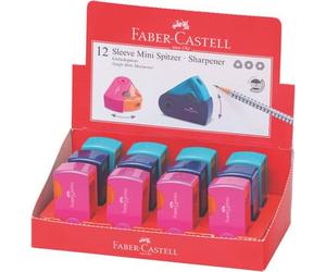 12x Faber-Castell 182714 Taille-crayon simple SLEEVE MINI assorti