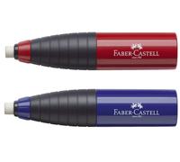 12x Faber-Castell 184401 Combinaison taille-crayon et effaceur rouge-bleu