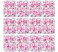 12x Fleur Artificielle Mur Mur de Rose Bricolage fond de rue mariage, mur décoratif, mur de fleurs en soie (dahlia rose) 40*60 cm