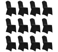 12x Housses Elastiques de Chaise Noir Mariage Banquet Fête Réunion vidaXL