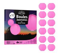 12x Lanterne Papier 10 cm Fuchsia - Suspension Boule Papier 10 cm (12'') type Lanterne Japonaise pour Decoration Mariage - 12 pièces - Le must de la Gamme de Lampions Papier - Notice en Français.
