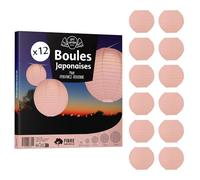 12x Lanterne Papier 10 cm Pêche - Suspension Boule Papier 10 cm (12'') type Lanterne Japonaise pour Decoration Mariage - 12 pièces - Le must de la Gamme de Lampions Papier - Notice en Français.