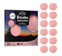 12x Lanterne Papier 10 cm Rose Blush - Suspension Boule Papier 10 cm (12'') type Lanterne Japonaise pour Decoration Mariage - 12 pièces - Le must de la Gamme de Lampions Papier - Notice en Français.