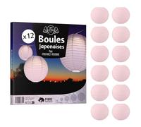 12x Lanterne Papier 20 cm Rose Pâle - Suspension Boule Papier 20 cm (12'') type Lanterne Japonaise pour Decoration Mariage - 12 pièces - Le must de la Gamme de Lampions Papier - Notice en Français.
