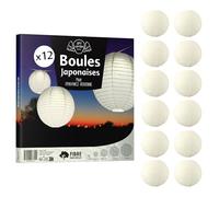 12x Lanterne Papier 30 cm (12'') Type Japonaise Ivoire - Suspension Boule pour Décoration Mariage - 12 Pièces - Le Must de la Gamme