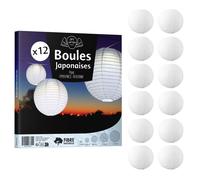 12x Lanterne Papier 30 cm Blanc - Suspension Boule Papier 30 cm (12'') Type Lanterne Japonaise pour Decoration Mariage - 12 pièces - Le Must de la Gamme de Lampions Papier - Notice en Français.