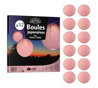 12x Lanterne Papier 30 cm Rose Blush - Suspension Boule Papier 30 cm (12'') type Lanterne Japonaise pour Decoration Mariage - 12 pièces - Le must de la Gamme de Lampions Papier - Notice en Français.