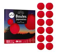 12x Lanterne Papier 30 cm Rouge - Suspension Boule Papier 30 cm (12'') type Lanterne Japonaise pour Decoration Mariage - 12 pièces - Le must de la Gamme de Lampions Papier - Notice en Français.