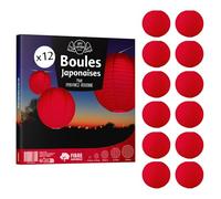 12x Lanterne Papier 30 cm Rouge - Suspension Boule Papier 30 cm (12'') type Lanterne Japonaise pour Decoration Mariage - 12 pièces - Le must de la Gamme de Lampions Papier - Notice en Français.