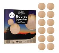 12x Lanterne Papier 30 cm Sable - Suspension Boule Papier 30 cm (12'') type Lanterne Japonaise pour Decoration Mariage - 12 pièces - Le must de la Gamme de Lampions Papier - Notice en Français.