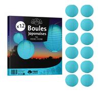 12x Lanterne Papier 30 cm Turquoise - Suspension Boule Papier 30 cm (12'') type Lanterne Japonaise pour Decoration Mariage - 12 pièces - Le must de la Gamme de Lampions Papier - Notice en Français.