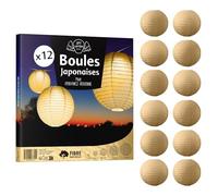 12x Lanterne Papier 35 cm Or - Suspension Boule Papier 35 cm (12'') Type Lanterne Japonaise pour Decoration Mariage - 12 pièces - Le Must de la Gamme de Lampions Papier - Notice en Français.